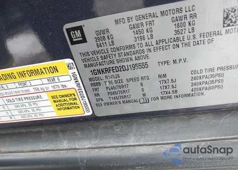 2013 Chevrolet Traverse Ls from USA, damaged, VIN 1GNKRFED2DJ195555